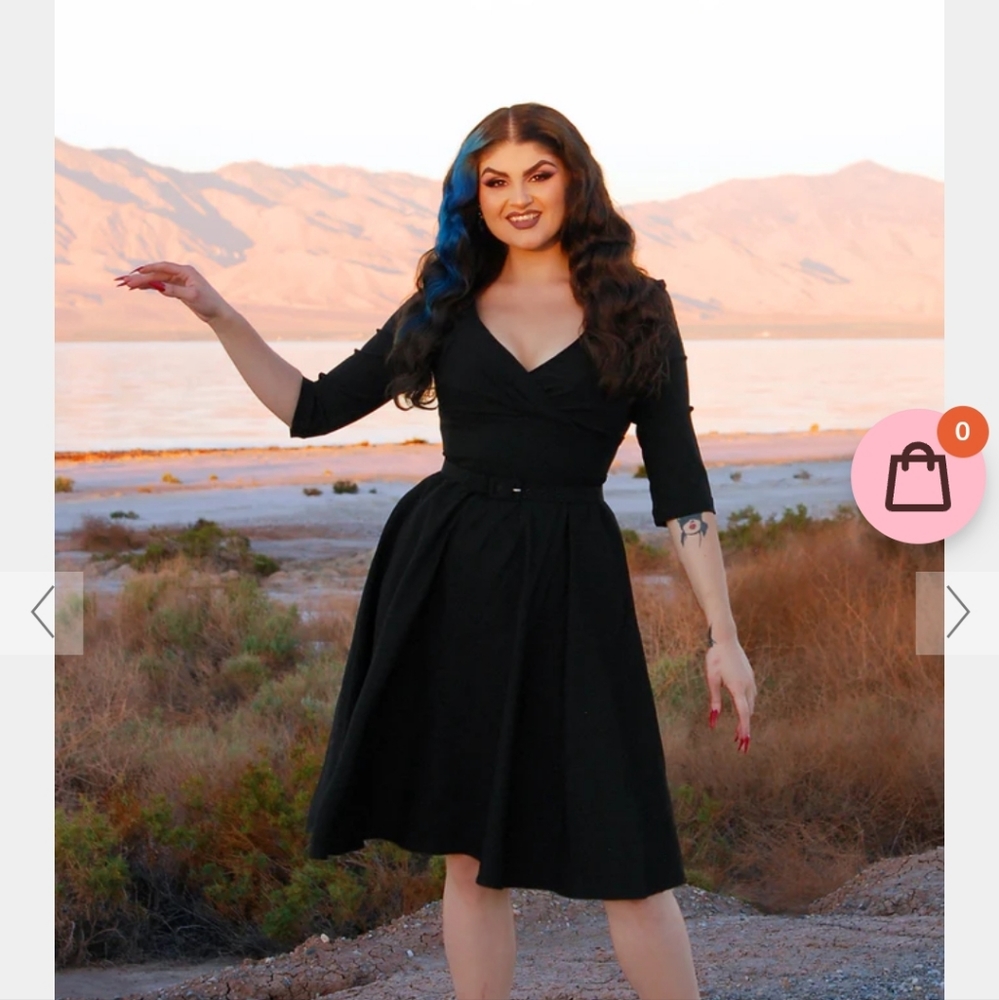 ERIN VINTAGE STYLE SWING DRESS IN BLACK STRETCH BENGALINE | PINUP COUTURE 2x